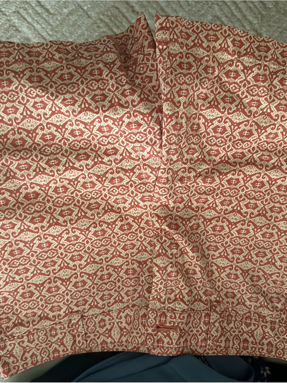 LOFT Coral and Cream Patterned Skirt
